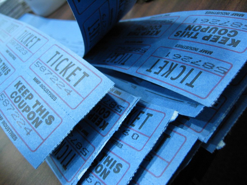 classic blue raffle tickets for trade show booth games